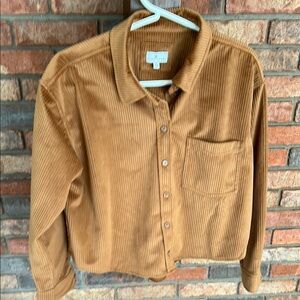 Tan Corduroy Button-Up Shirt